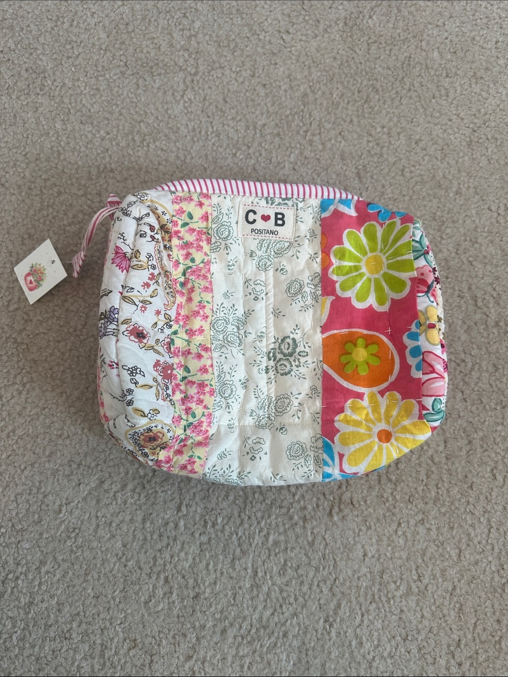 C·B Positano Pink Floral Quilted Cosmetic Pouch
